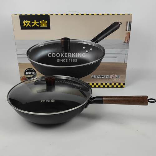 炊大皇精铁制炒锅34CM韵味不锈炒锅KA60600家用无涂层不易锈铁锅