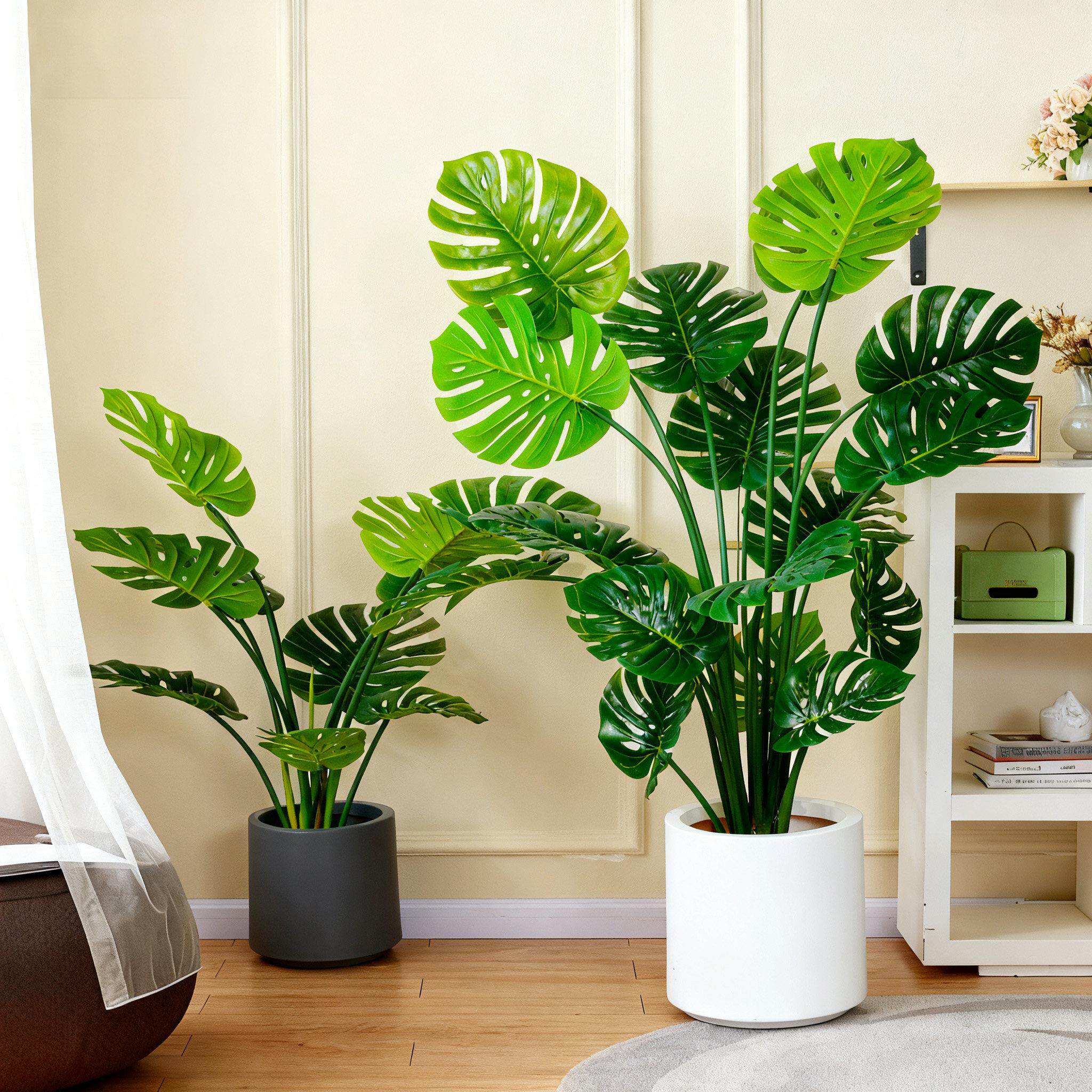 彷真绿色植物龟背芋室内大型盆栽彷生植物假树轻奢客厅装饰品落地