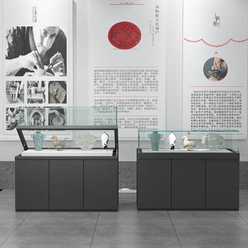博物馆液压展示柜古董字画相册荣誉历史文物文博馆企业文化展示柜