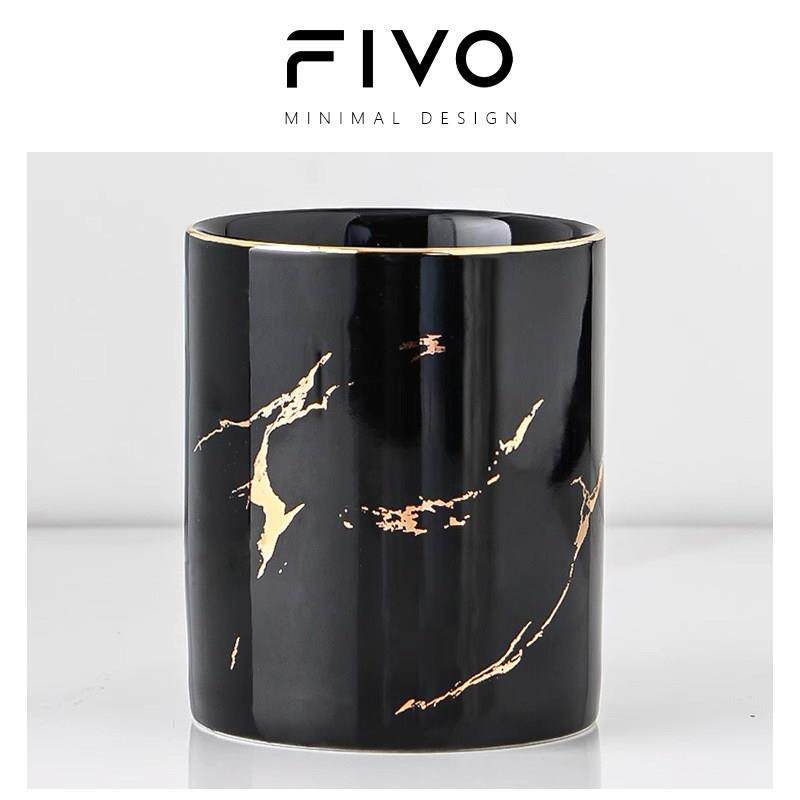 FIVO笔筒轻奢风创意桌面摆件化妆刷收纳筒梳子收纳筒罐陶瓷