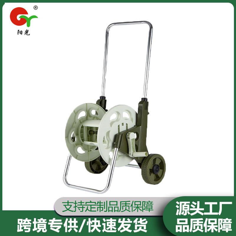 跨境园林双轮60m加重水管收纳架园林工具卷管器大号绕水管车