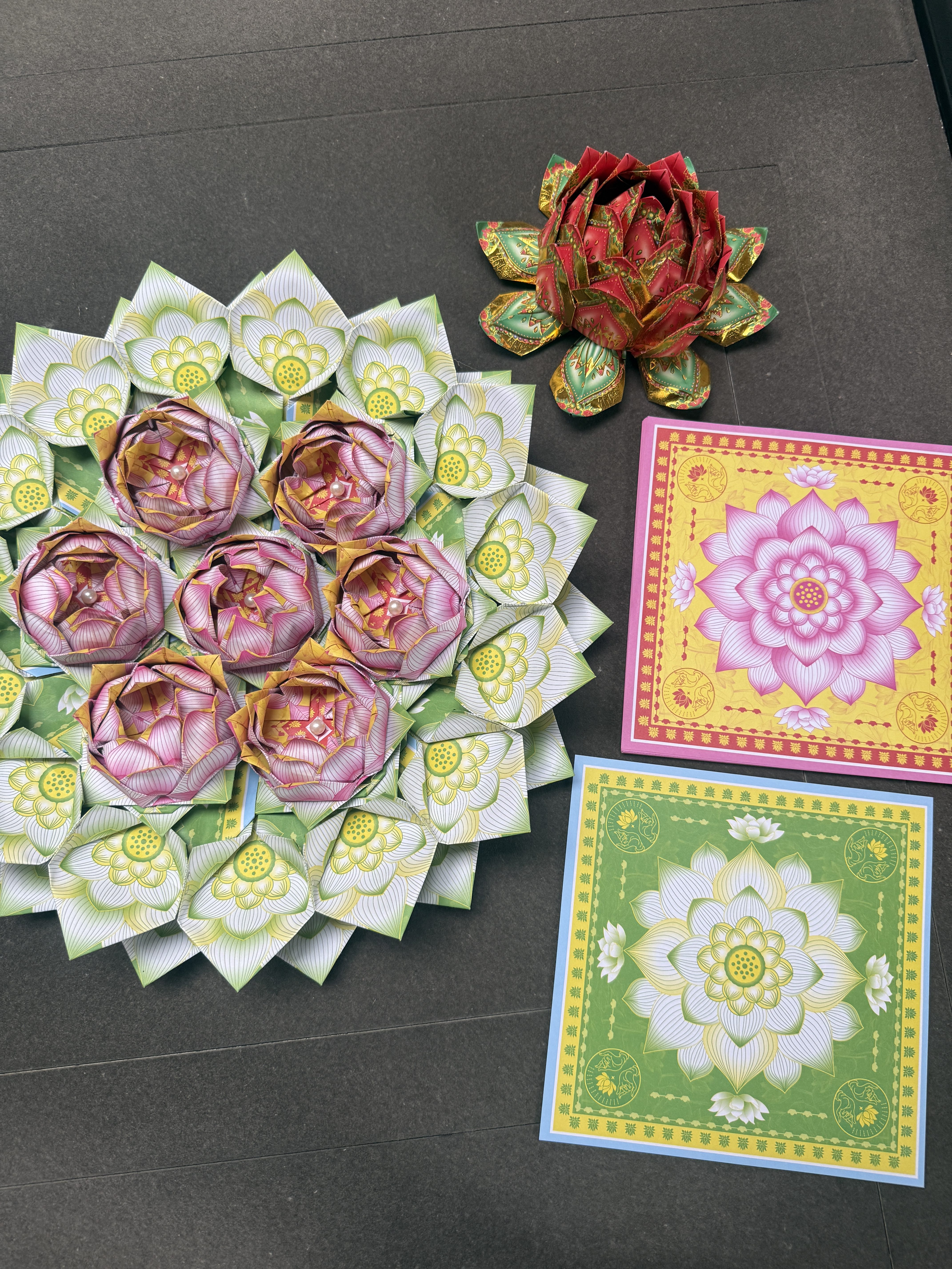 释迦菩提莲花纸19×19方形手工折纸双面彩印莲花纸莲花池材料