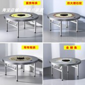 加厚内置转盘圆桌火锅桌送电磁炉彩图色餐桌酒席饭桌