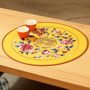 餐桌垫防烫隔热茶几杯垫圆形布艺防水餐垫茶桌垫布瓶垫定制