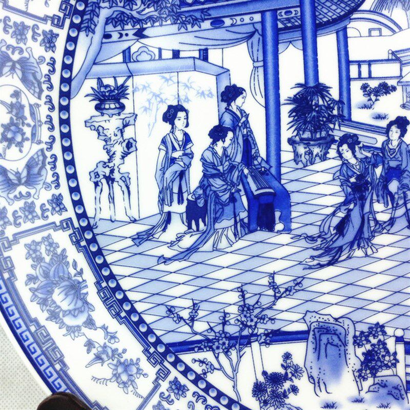 陶 金陵十二钗 青瓷装饰盘 现代时尚家饰工艺品礼品