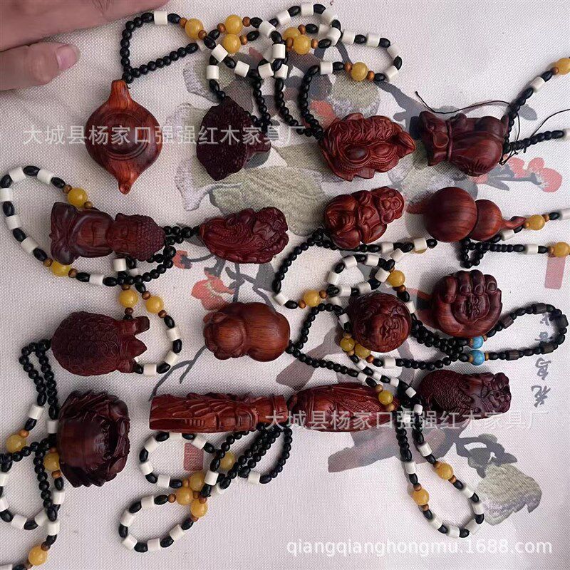 紫檀实木雕刻公貔貅手把玩件汽车吊坠挂件挂饰男女款携带文玩