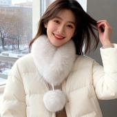 狐狸毛围巾女冬季 新款 保暖双面獭兔毛绒磁吸扣百搭仿皮草毛领围脖