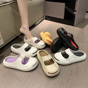 沙滩可爱包头洞洞拖鞋 百搭大眼睛厚底成年 女外穿新款 防臭凉拖鞋