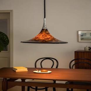 中古风卧室餐厅吊灯升降复古彩绘落霞客厅岛台书房主灯可伸缩吊灯