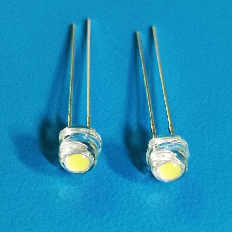 满杯长脚草帽金黄光 0.5W f5草帽长脚暖白光 5mm长脚草帽白灯大