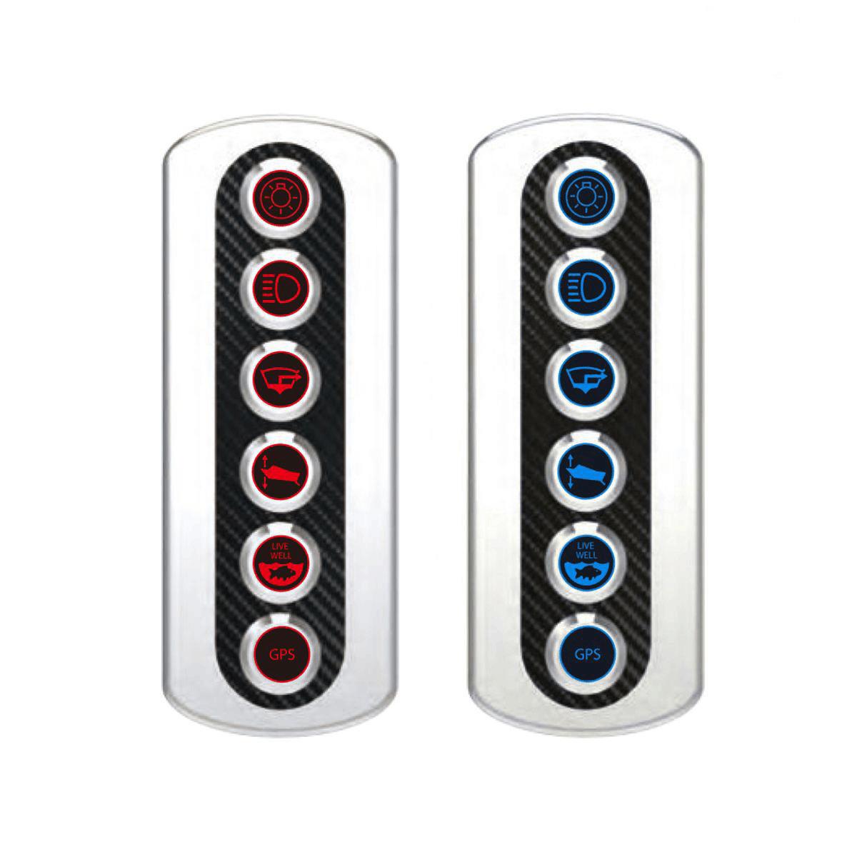新款炭纤维面板6位按钮开关12V 20A船用游艇房车改装面板开关
