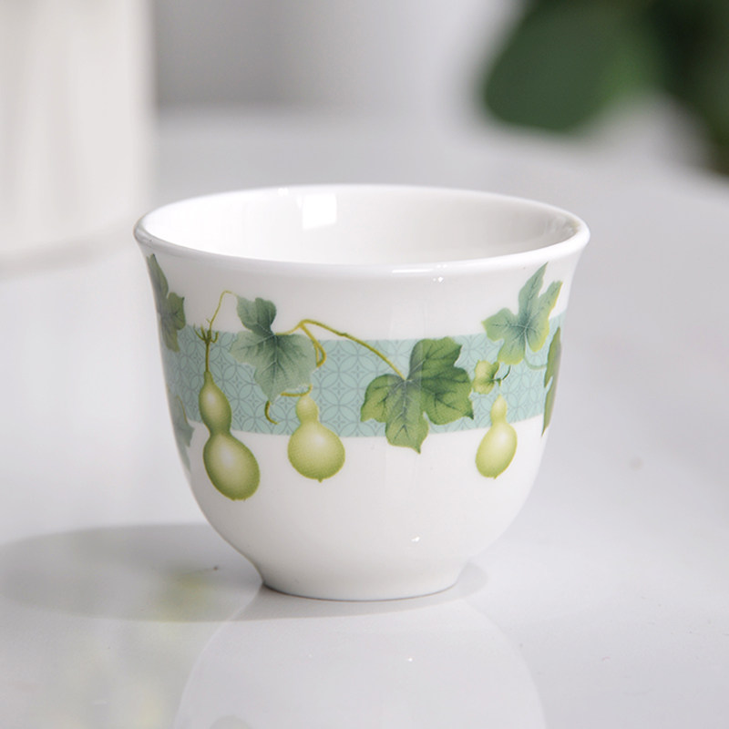 金岚玉唐山骨瓷五福临门小茶杯高底美人酒杯茶杯迷你茶杯功夫茶杯
