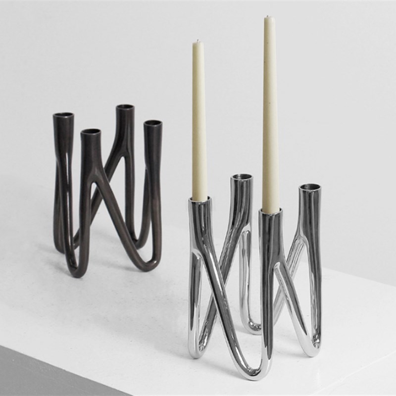 现代简约创意金属烛台桌面样板房售楼处桌面电视柜餐桌软装饰品