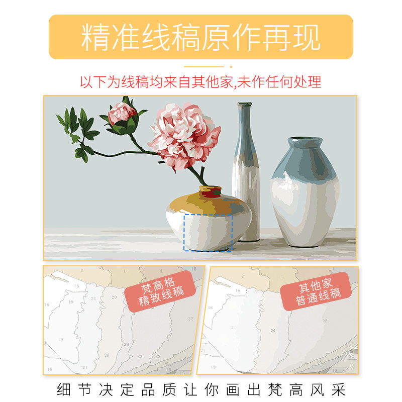 梵格 客厅装饰画卉名画填色手工画画填色油彩画数字油画