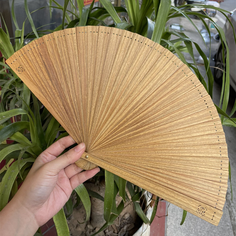 正宗阿根廷绿檀苏扇复古风工艺扇小叶桢楠枯木扇端文玩扇