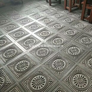 砖雕水泥唐莲地砖模具 仿古建筑庭院影壁浮雕防滑广场砖塑胶