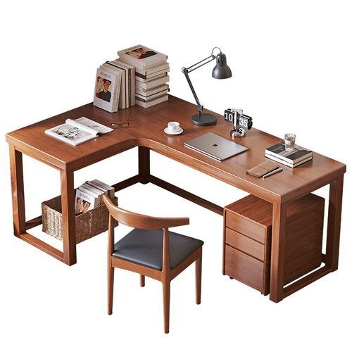 加厚实木书桌转角电脑桌台式桌家用卧室学生学习桌椅写字桌子