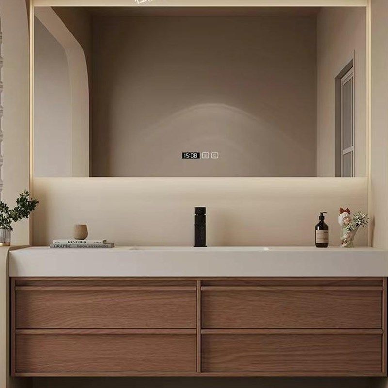 复古中古风丽耐一体盆浴室柜岩板洗漱台洗手脸池定制,家装主材,浴室柜组合,淘宝优惠券,粉丝福利购,淘宝优惠卷