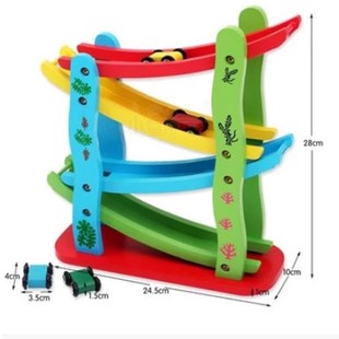 多功能飞车四层天梯滑翔车轨道滑梯车木制益智儿童惯性滑行车