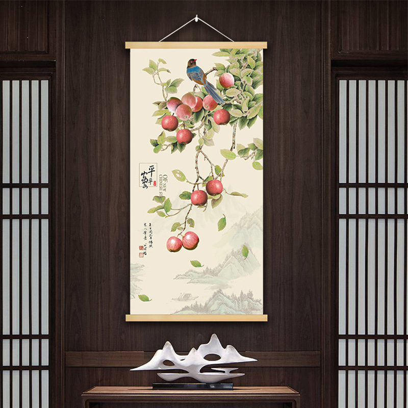 九鱼图时来运转锦鲤玄关装饰画客厅沙发招财挂画挂件生财客厅卷轴