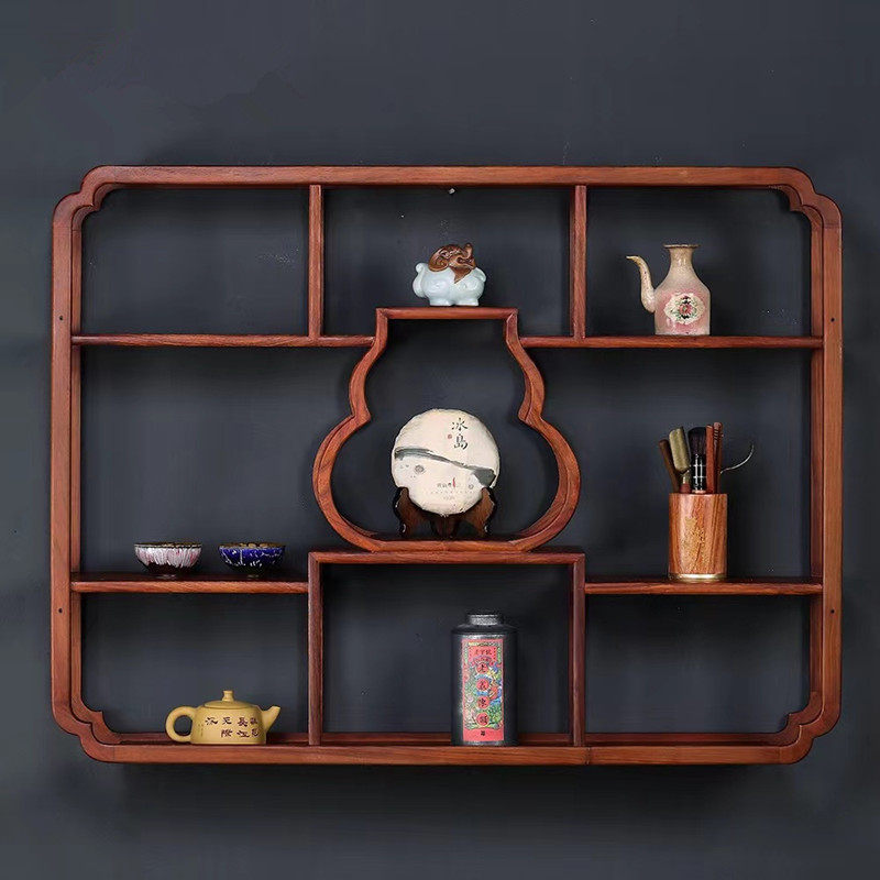 实木壁挂式博古架古董架多宝阁梨木挂墙紫砂壶摆放架