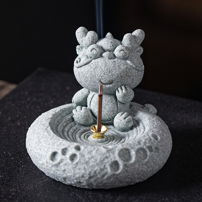 创意十二生肖摆件香薰炉香插香座香托可爱治愈系小动物.桌面装饰