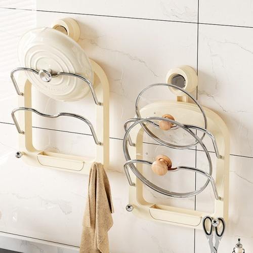 吸盘多层锅盖架子锅盖放置器免打孔壁挂式厨房置物架多功能菜板架