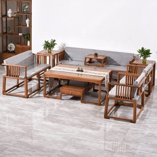 红木家具鸡翅木沙发客厅禅意新中式 实木沙发组合小户型全实木复古