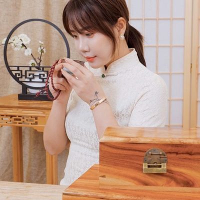 小樟木箱子香樟木盒红樟榫卯收纳证件首饰中式双层定制锁独板复古