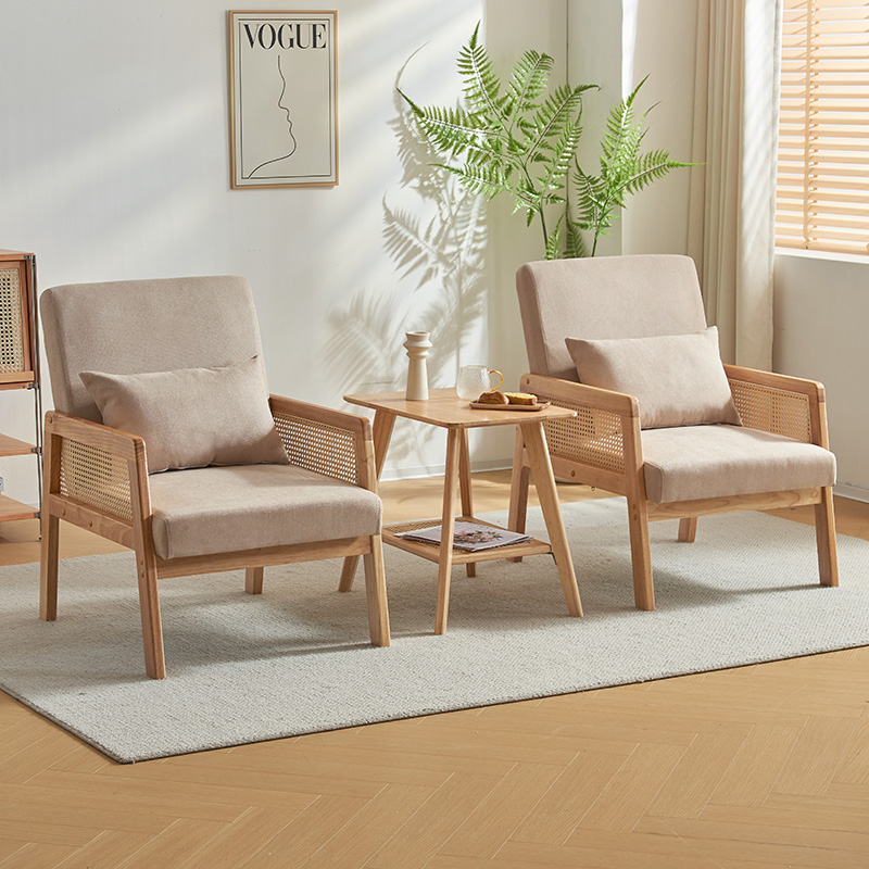 咖啡厅沙发度假房藤编沙发休闲民宿别墅接待会客单人沙发椅子