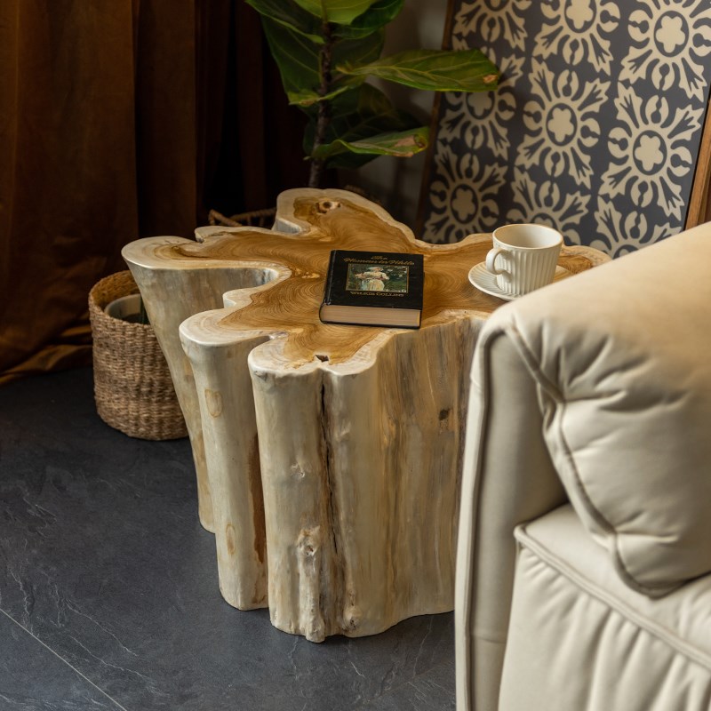 印尼原装柚木茶几实木艺术异形客厅手作工艺摆件装饰