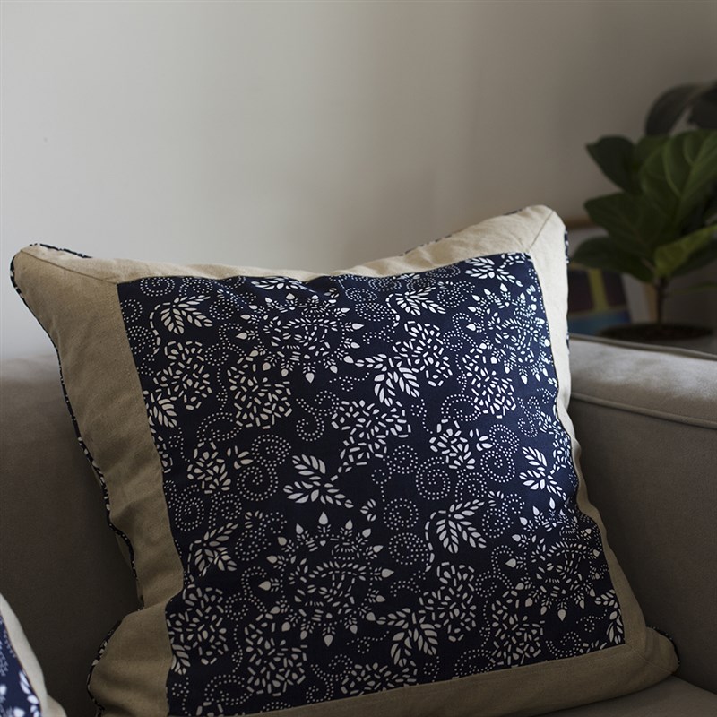 蓝印花布棉麻抱枕 复古文艺的亚麻靠枕靠垫  5 55 5 可拆洗