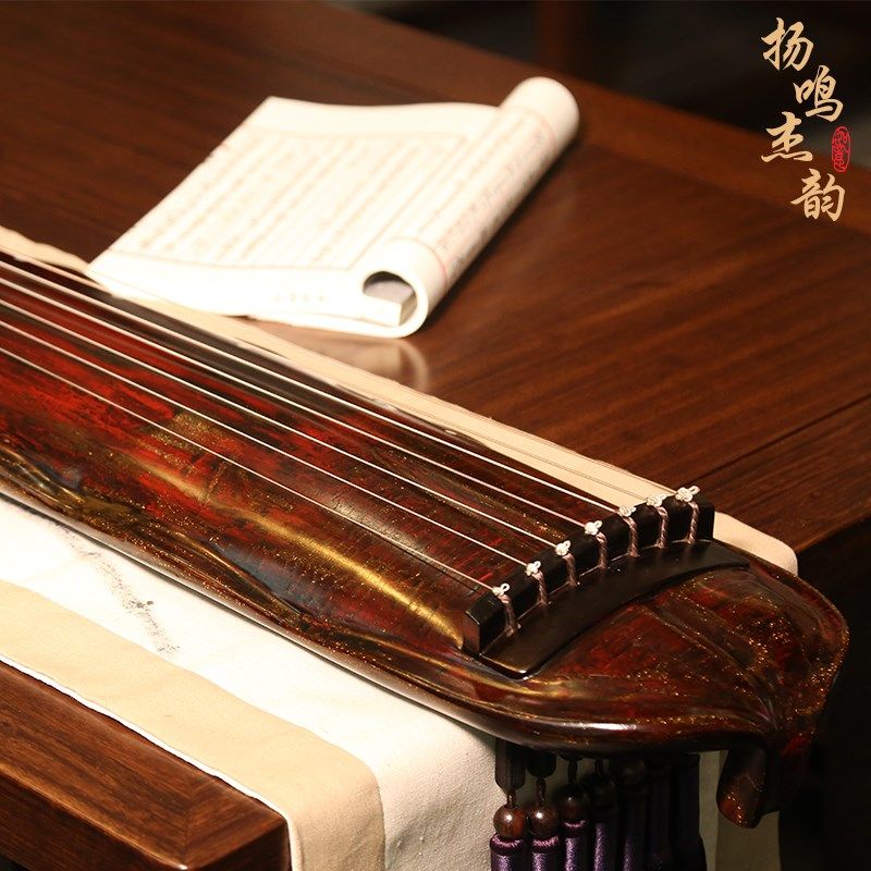 扬鸣古琴断纹蕉叶古琴老杉木演奏级古琴纯手工朱砂生漆古琴