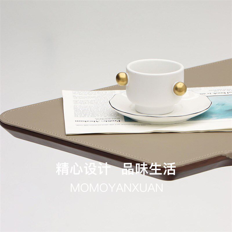 某某严选意式极简边几马鞍皮现代小茶几阳台沙发角几卧室