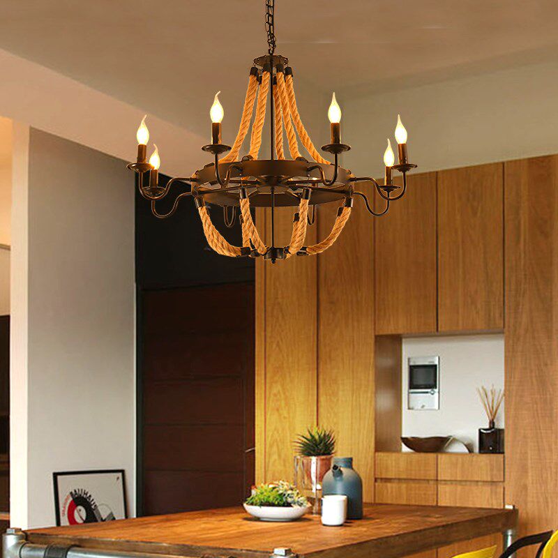 复古工业风麻绳灯吊灯酒吧创意个性店铺装饰铁艺吧台饭店灯具,家装灯饰光源,酒店/宴会厅/餐饮吊灯,淘宝优惠券,粉丝福利购,淘宝优惠卷