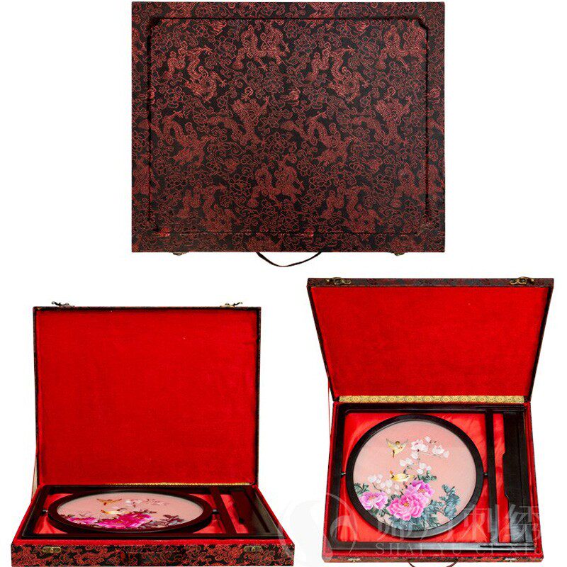 苏州手工面绣台屏实木摆台苏绣屏风创意工艺品刺绣礼品