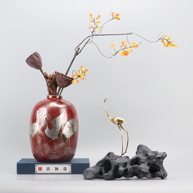 新创意陶瓷瓶铜鹤国风艺术家居电视柜玄关酒柜软装饰品,家居饰品,装饰摆件,淘宝优惠券,粉丝福利购,淘宝优惠卷