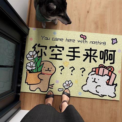 新款趣味文字你空手来啊入户门丝圈地垫防滑地毯蹭土耐磨进门垫子