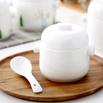 陶瓷家用隔水燕窝炖盅大小号纯白带盖盖内胆汤盅蒸炖罐炖碗