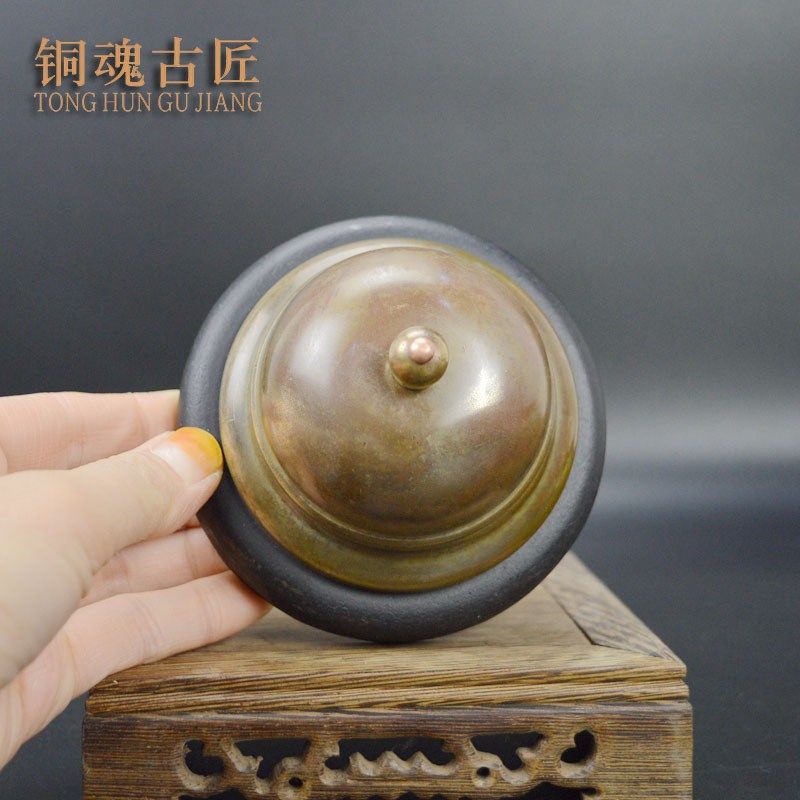 黄铜古玩杂项老式吧台钟响铃传唤铃叮咚铃撞铃桌面收藏品铜钟