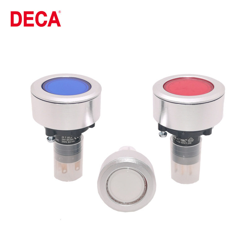 DECA进联P16LAU3-1AB带灯自锁式按钮开关16mm1NO±NC金属圈原装