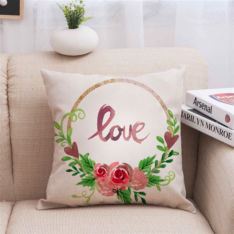 现代风格英文字母亚麻抱枕阳台客厅沙发枕头棉麻布艺汽车腰靠枕