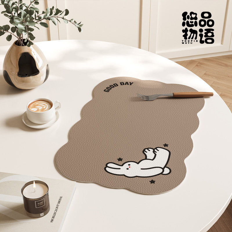线条小兔餐垫防水防油免洗碗垫隔热桌垫皮革餐垫小学生高级感,居家布艺,餐垫,淘宝优惠券,粉丝福利购,淘宝优惠卷