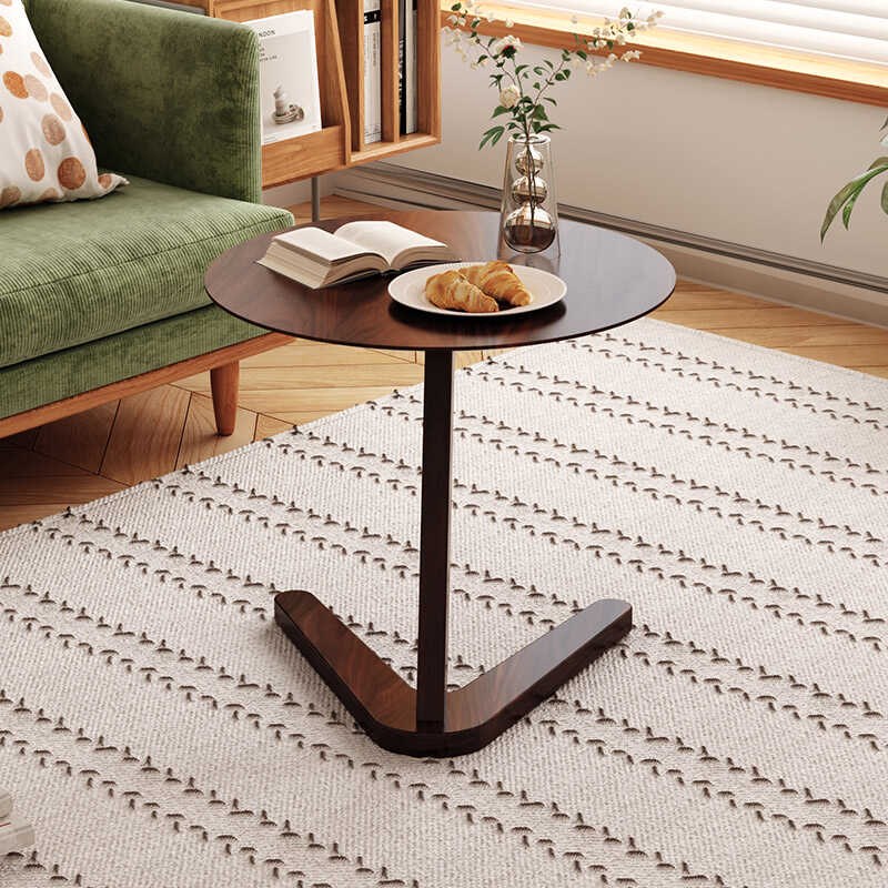 实木茶几北美黑胡桃木小圆桌小户型客厅沙发边几创意休闲边几角几