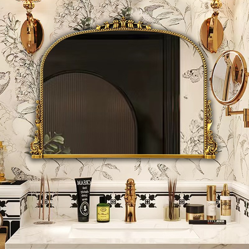 欧式法式卫生间壁挂镜子复古雕花浴室镜卧室梳妆台镜玄关装饰镜框