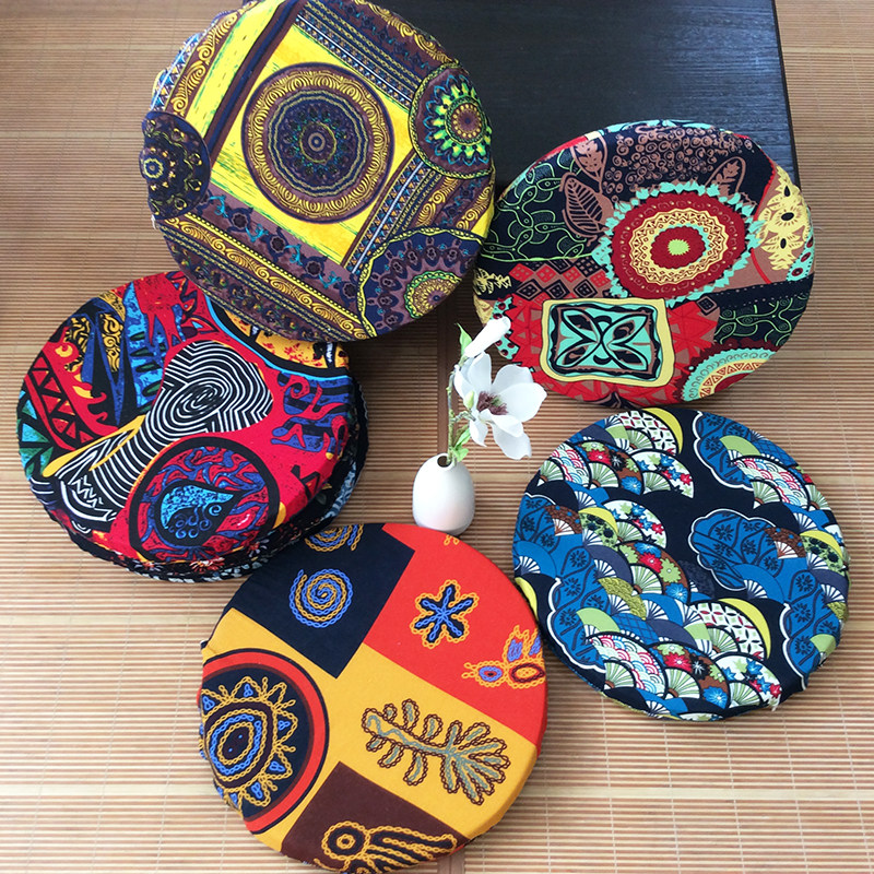 棉麻民族风圆垫子坐垫圆形藤椅加厚榻榻复古办公室垫