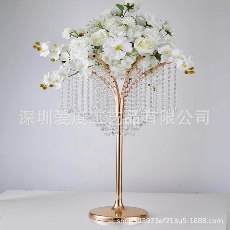 婚庆道具水晶桌花器主桌婚礼堂欧式铁艺架子装饰品新款亚克力摆件