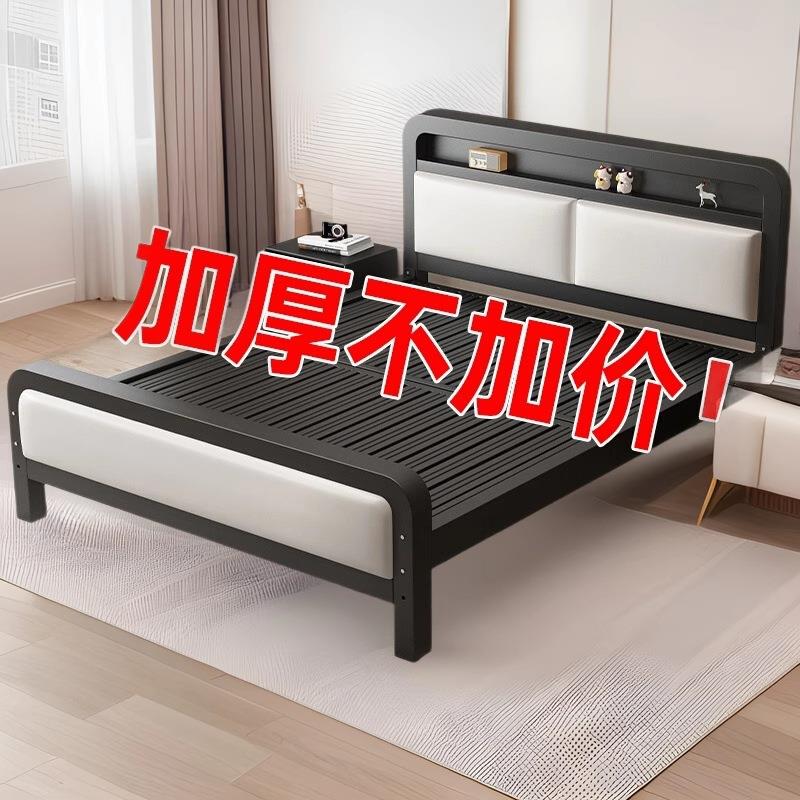 铁艺床双人床家用卧室不锈钢加厚加固出租房用单人宿舍铁床铁架床图片