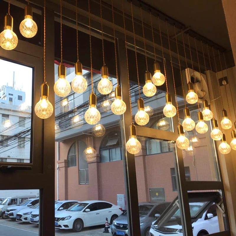 现代简约玻璃楼梯长服装店装饰餐厅吧台飘窗橱窗网红刻花小吊灯