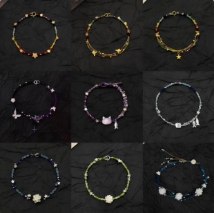 新中式手工编织彩色星星蝴蝶手绳时尚小众高颜值甜美百搭情侣手链